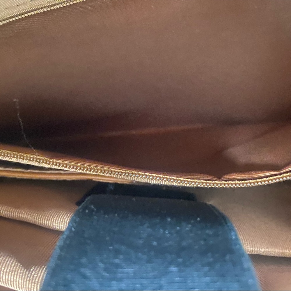 Brown and White Vegan Leather Laptop Bag - Picture 12 of 16